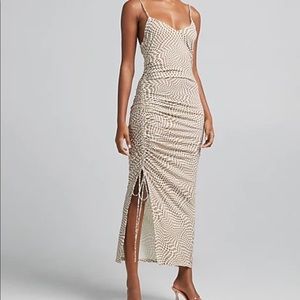 BERSHKA cream and ran polka dot midi dress